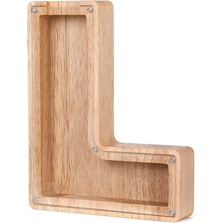 Personlige træbogstaver, sparebøsse med bogstaver, sparebøsse med alfabet, sparebøsse til familie, julegave, fødselsdagsgave, hjem (L)