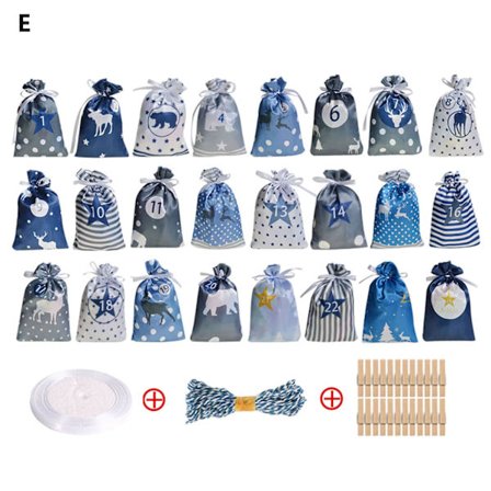 (E)24 st julkalender presentpåsar med dragsko