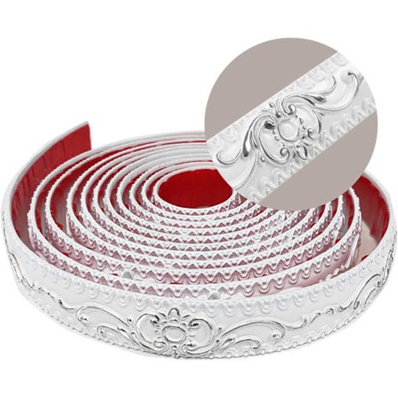 Selvklæbende fleksibel gesims, loftgesims, kronegesims, indvendig dekoration væggesims, vægkant, loft (3,6 cm × 5 m sølv)