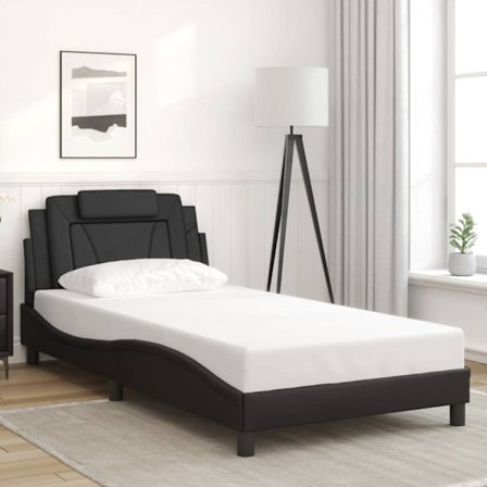 Bed Frame "Viana" without Mattress Black 100x203 cm Faux Leather
