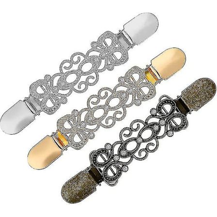 3-delad kofta klämma metall blomma skjorta sjal klämma dam accessoarer