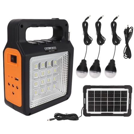 Solar Power Bank 6000mAh Bright Strålkastare Panel Light 3 Glödlampor Portable Handtag Solar Generator för campingresor