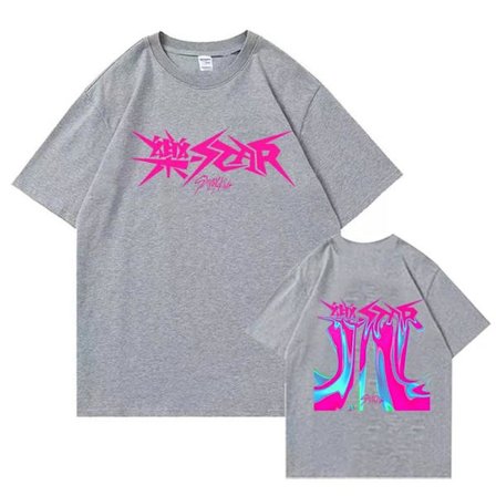 Kpop Stray Kids Rock Star Album T-shirt til Kvinder og Mænd - Streetwear, Kortærmet, Fans T-shirt, Gave GRÅ 3XL