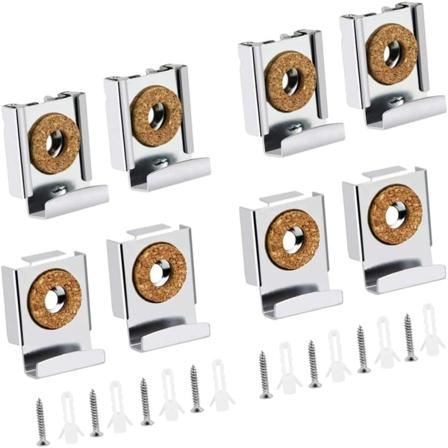 8 stk Speilveggbrakett Speilholder Speilklips Rammeløst Speilglass Veggmontering Festesett med Plugger