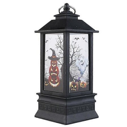 Halloween LED Nattlampa Spökfestival Utklädningsrekvisita Vindlykta Simuleringslåga Lampa Dekorationsrekvisita (1 st, svart)