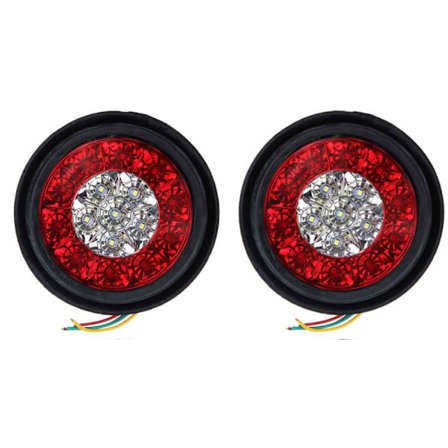2 stk 16LED dobbelt farge baklys gummirings lastebil runde baklys rød hvit