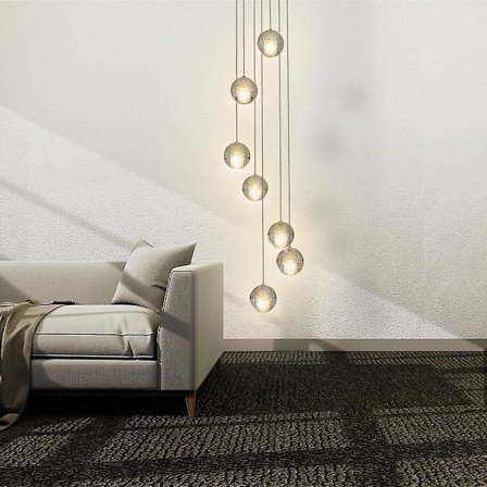 7-lampun 10 cm kristalli LED-riipusvalaisin pallomainen kromi