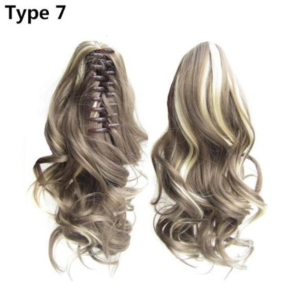 Lang krøllet syntetisk klo klips på hestehale hår parykk Extensions