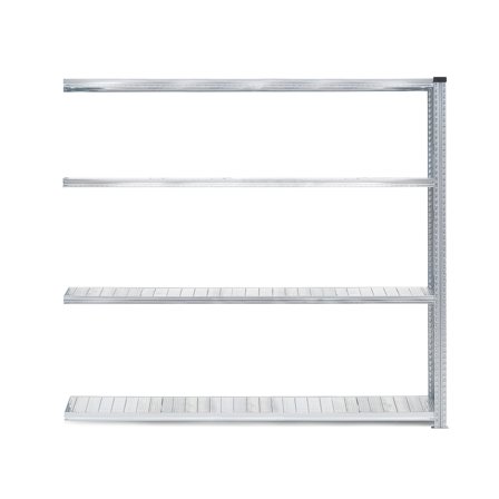 Regalsystem TRANSFORM, Anbaumodul mit 4 Böden, 1972 x 1800 x 600 mm, verzinkt