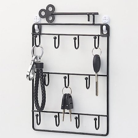 Nøgleholder Vægmonteret Nøglekroge Metal Nøglestativ med 11 Kroge til Entré Gang Kontor