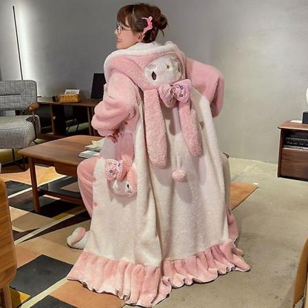 2024-2022 Winter Kawaii Sanrio Pyjamas Animation Kuromi Cinnamoroll My Melody Facecloth Plysch Varma och bekväma Set - Perfet M 158-163CM 27