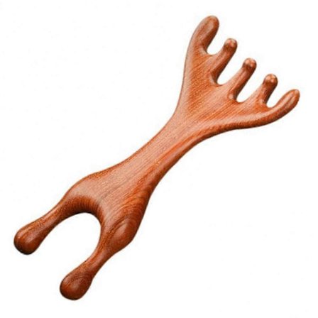 (A) 6-klo Meridian Massage Kam Trä Huvudmassage Kam, Hjorthorn Bredtandade Kammar För Kvinnor