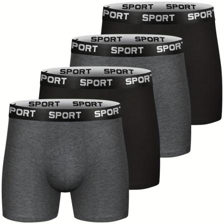 4-pack herrbomull Andas Bekväm Mjuk Stretchig Enfärgad Boxer Underkläder 2 Dark Gray + 2 Black M(48)