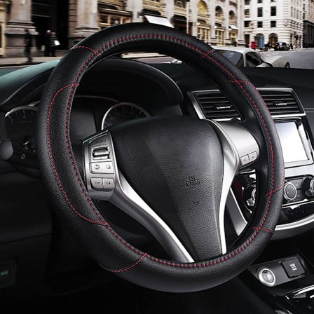 Læder Bilrat Betræk (Sort), Skridsikkert Bilrat Betræk