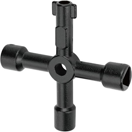 Universal elektrisk skapnøkkel, multifunksjonell kryssnøkkel for rørleggere, elektrikere (svart)