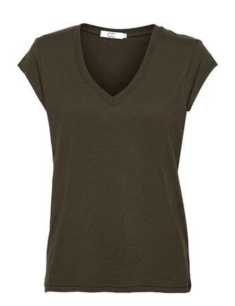 Cc Heart Basic V-Neck T-Shirt T-shirts & Tops Short-sleeved Grønn Coster Copenhagen*Betinget Tilbud