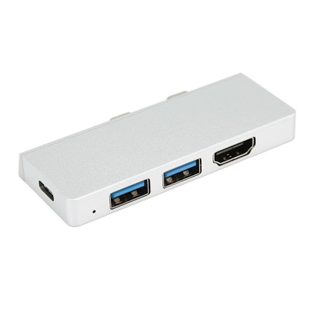 Microsoft Surface Pro 8 9 X 8-i-1 USB C Hub med 4K HDMI PD Laddning 2 USB 3.0 Portar Silver Dockningsstation
