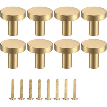 8 stycken dörrknoppar, runda mässingsknoppar med enkel hål, vintage skåpsknoppar, för byrå, skåp, möbler, skåpdörr, med matchande skruvar