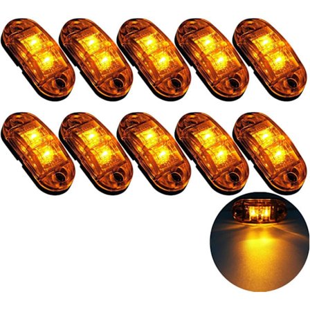 10X 2 LED Sidomarkeringsljus 12/24V LED Positionsljus Släpvagn Sidolampa Varningsljus Gult Ljus för Lastbil Husbil Husvagn