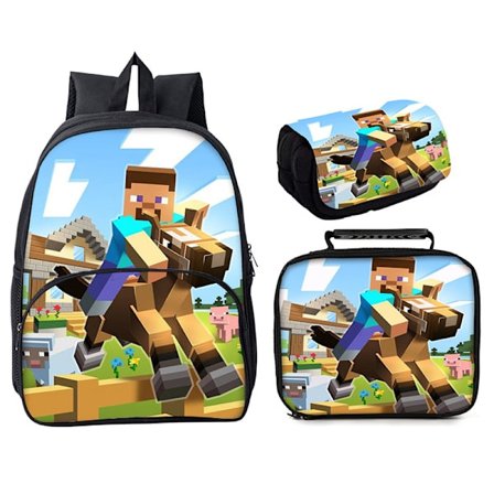 minecraft steve bag tredelad 16-tums ryggsäck stil 1