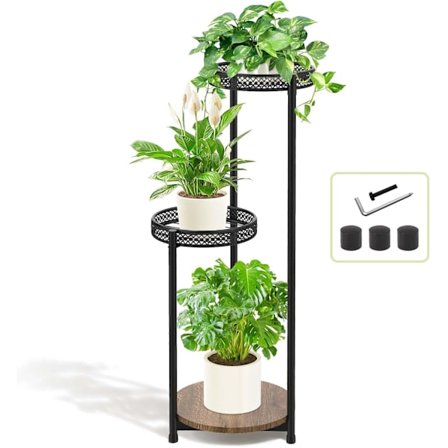 3-vånings växtställ i metall Krukställ inomhus utomhus, 76 cm hörnväxthållare växthylla för blomkrukor, modern