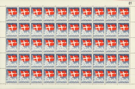 Danmark - julmärkeark 1945 - Ubrugt eller foldet