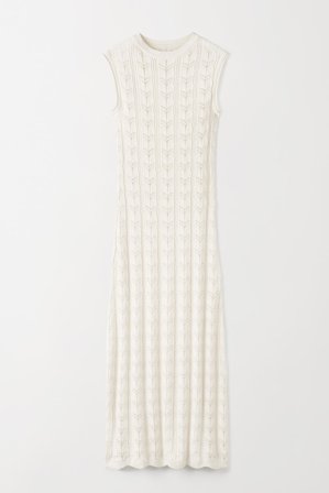 Soft Goat - Crochet Dress - Cashmere dress - M - Off White