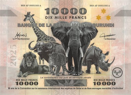 Burundi 2025 - Verdens største pengeseddel - 10.000 Franc - Ucirkuleret