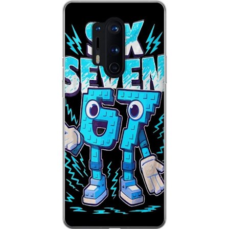 Yhteensopiva Puhelinkuori OnePlus OnePlus 8 Pro Lelukas sininen kuvaus numeroilla Six Seven retro-arkadityyliä vahvalla typografialla ja graafisella