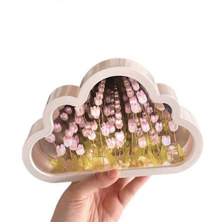Cloud Spejllampe, Hånd DIY Tulipaner Spejl Natlampe Tulipan Sky Natlampe
