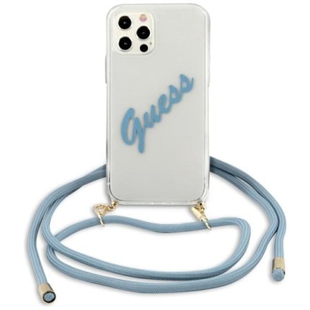 Guess GUHCP12LCRTVSBL iPhone 12 Pro Max 6.7" sininen kovakotelo Script Vintage-kirjoitus