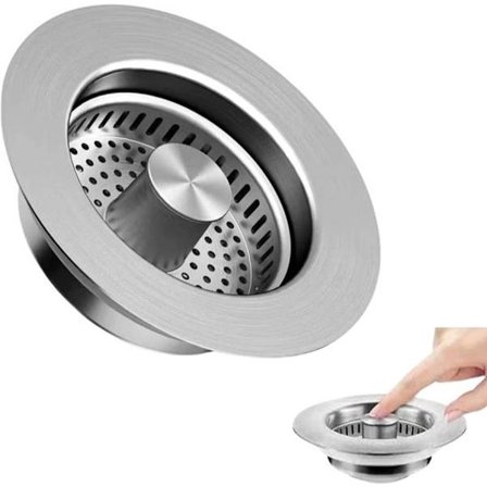 ING Kjøkkenvaskavløpsstopper og avløpsfilter - 3-i-1 pop-up sil i rustfritt stål