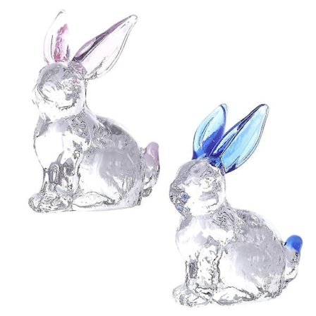 Glass Kanin Figur Glass Kanin Statue Glass Kanin Statue Figur Krystall Kanin Statue Mikro Liten Kanin Dyr 2 stk