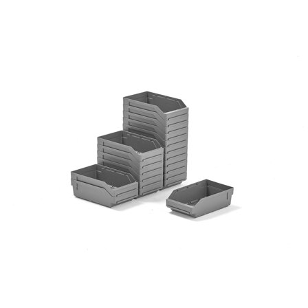 Sichtlagerkasten REACH, 300 x 180 x 95 mm, grau, 20 Stk./Packung