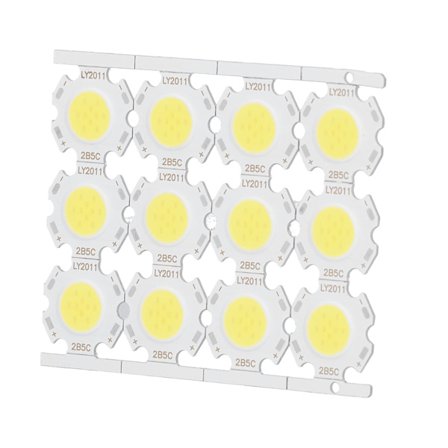 12 stk. LED-brikker COB Lysemitterkomponent 5W 15‐17V for DIY Spotlights Downlight Taklampe Hvitt Lys