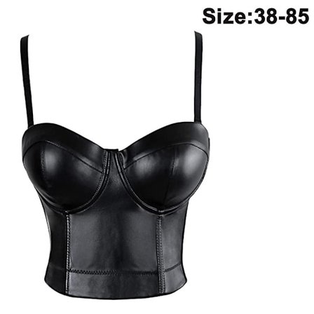 Skinn Bustier Dame Korsett Topp BH Svart Brystinnpakket Vest Elastisk Vest All-match