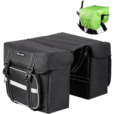 Cykel Taske Dobbelt Bagagebærer Baghjul Taske 25L Vandtæt Stor Kapacitet Multi-Purpose Ramme Taske med Regnslag kompatibel Cykel/Motorcykel