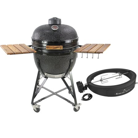 Kamado sumo Maxi kullgrill, svart + grillmesterens rotisserie og pizzaovn