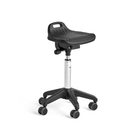 Hocker PEYTON mit Rollen und Fußring, 600-790 mm, PU