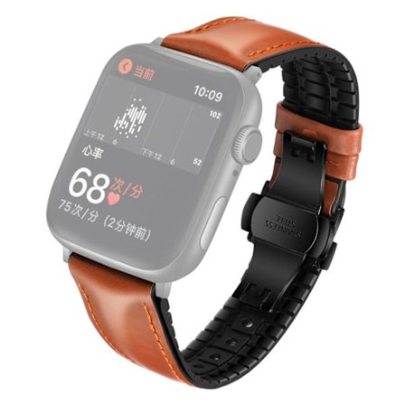 Apple Watch Series 6 / 5 40mm komfortabel læder rem - sort / orange
