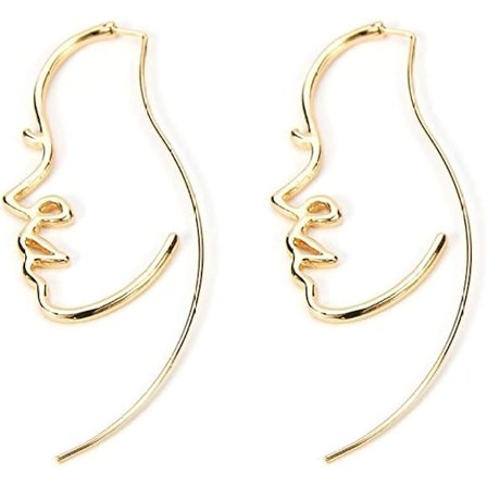 Udhulet ansigt dråbe øreringe til kvinder guldbelagte punk øreringe smykker (guld)