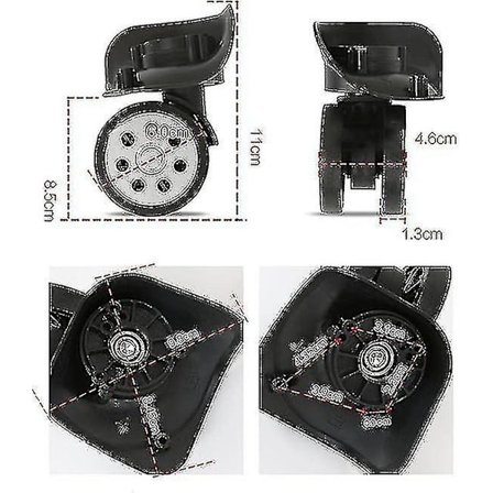 4 stk. Kuffert Hjul, udskiftning Spinner Hjul Til Universal Kuffert, drejelige Kuffert Hjul Udskiftning Tilbehør, Til Almindelig Rejsekuffert, trolley