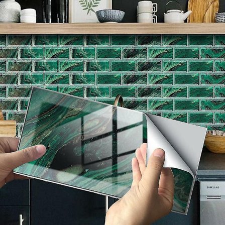 Imitation Wall Tile Crystal Foil Självhäftande Golv Sticker (12 st, 20x10cm)