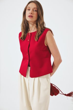 Pelin x NA-KD Tailored Straight Vest - Blazer vest - Rød - EU 38