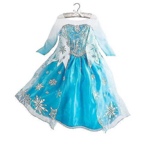 Barn Flickor Frozen Elsa Paljetter Satin Fancy Dress Gradient Sleeve Tyll Dress-c