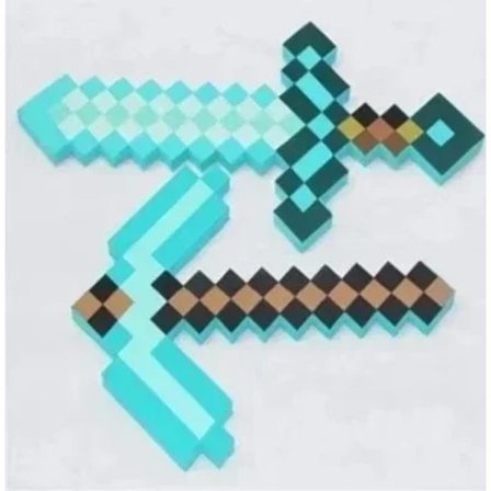 Hot Minecrafte 2 stk/sett Designfigur Blått Diamantsverd Mykt EVA-skum Actionfigur Modell Leketøy Øks Spade Sett Leketøy For Fans Gave
