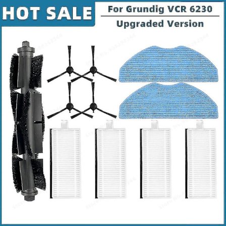 Kompatibel med Grundig Vcr 4230, Vcr 6230, Vcr 7230 Reservedeler Tilbehør Hoved Sidebørste Hepa Filter Moppklut