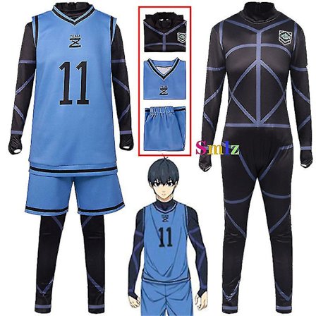 Hywell Isagi Yoichi Cosplay Anime Blue Lock Jersey No 11 4 8 Football Club Sportswear Suit Herre Jumpsuits Top Shorts Sportssæt