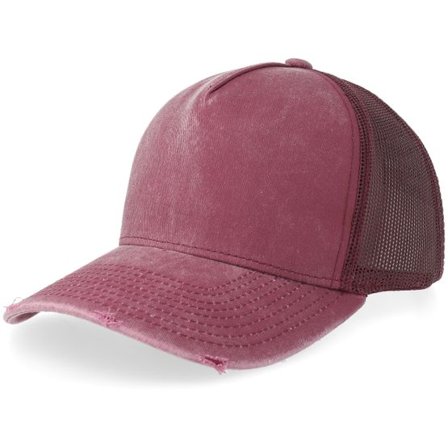 Equip - Röd trucker Keps - Distressed Maroon Pigment Washed A-frame Trucker @ Hatstore