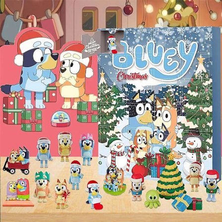 Julekalender Bluey 2023 24-dages nedtællingskalender Bluey tegneseriefigurer dukker gaver-FA-